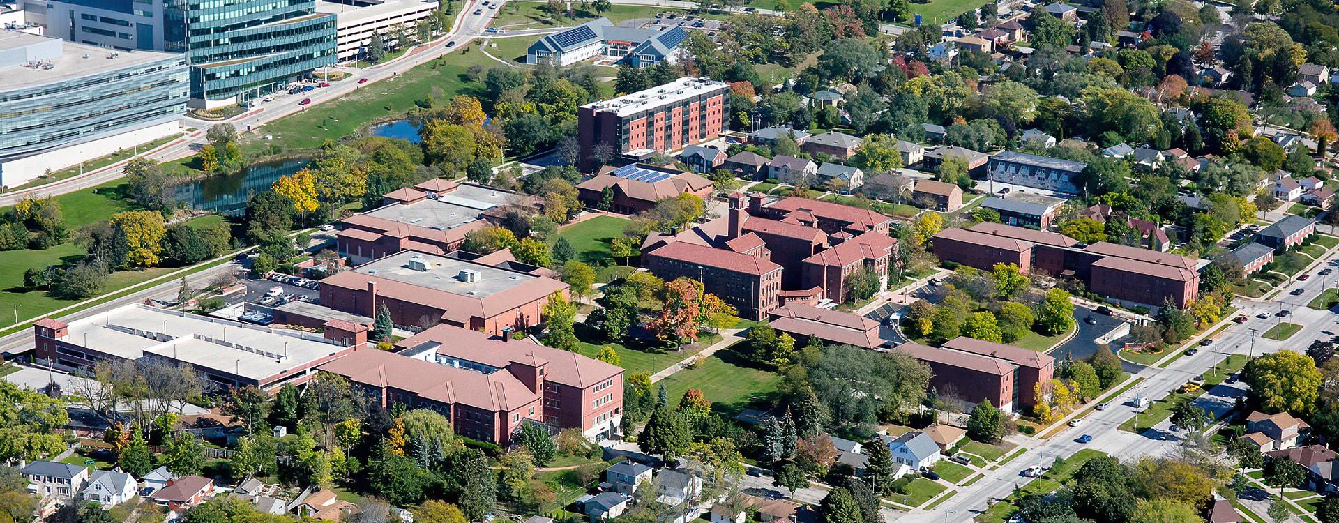 Aerial image of WLC campus